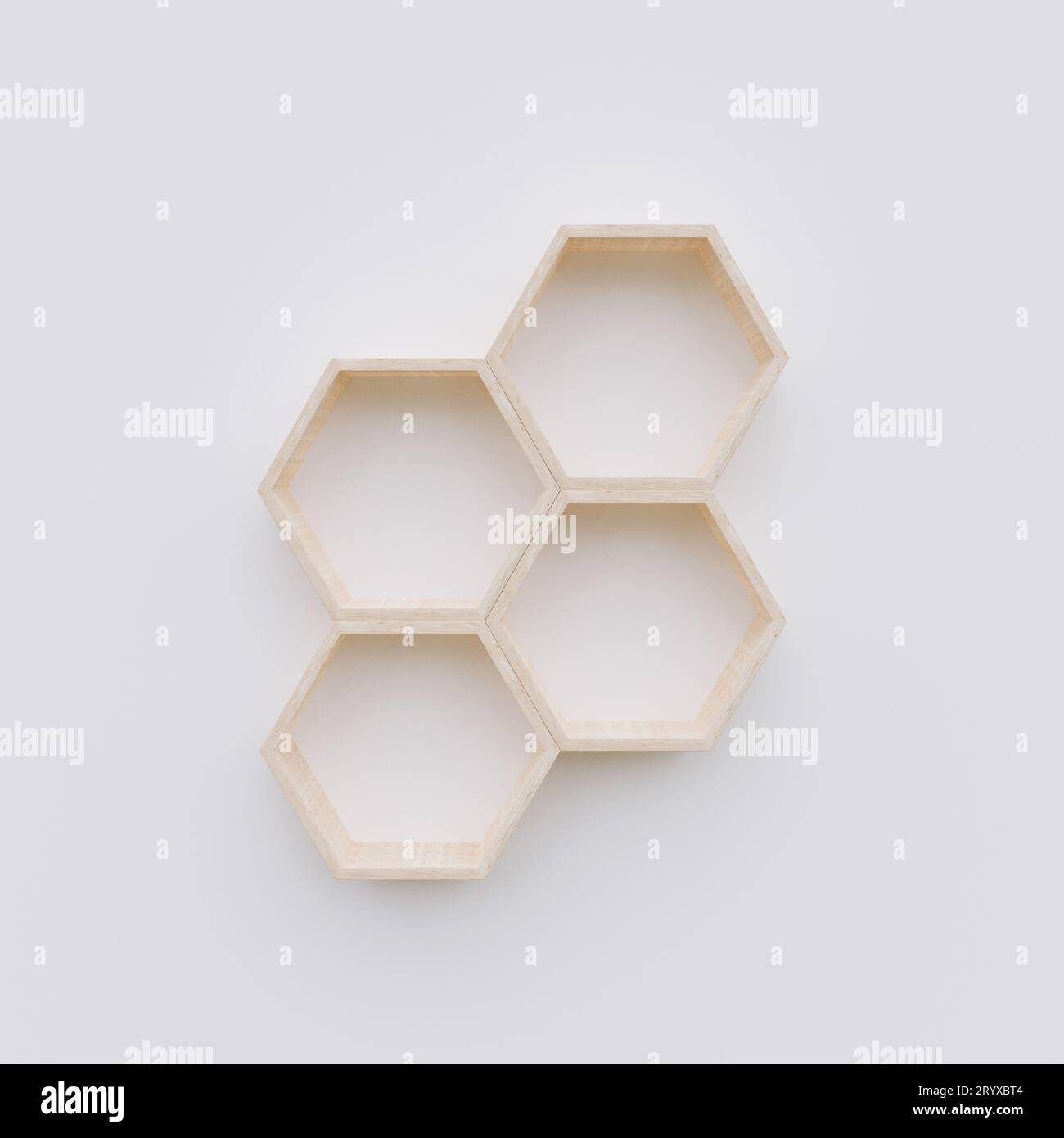Hexagon shelf copy space Stock Photo