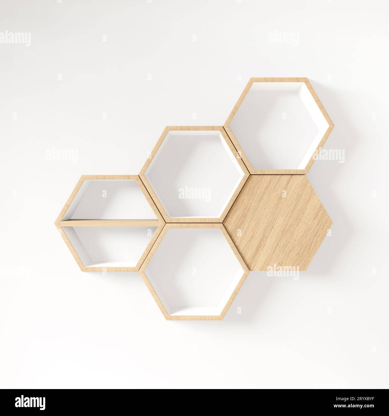 Hexagon shelf copy space Stock Photo