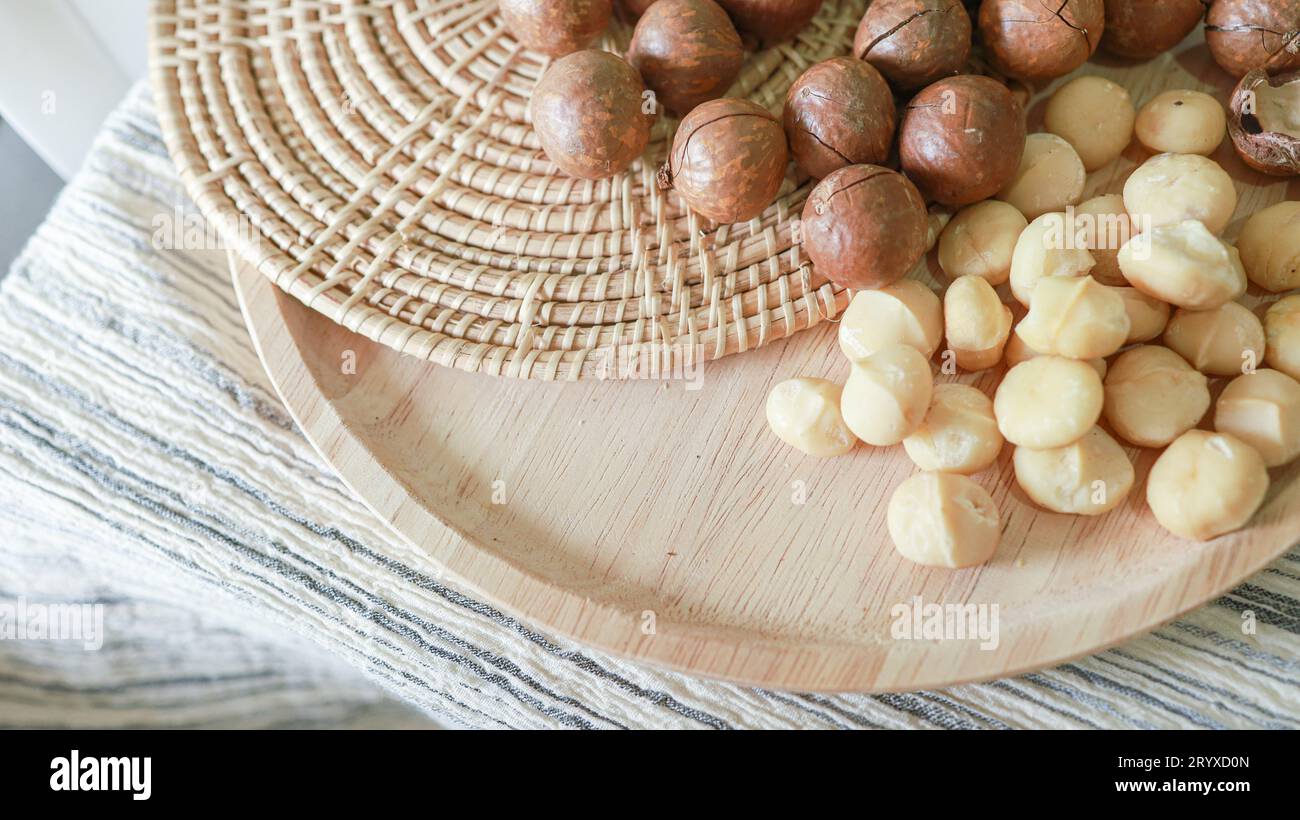 Organic Macadamia nut. macadamia nuts are cracked and baked to taste