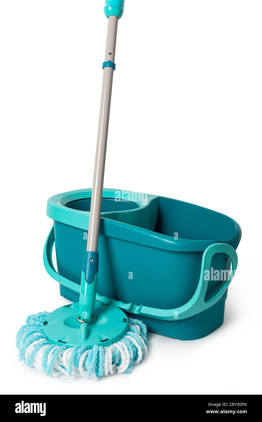 Cleaning mop and bucket Stock Photo