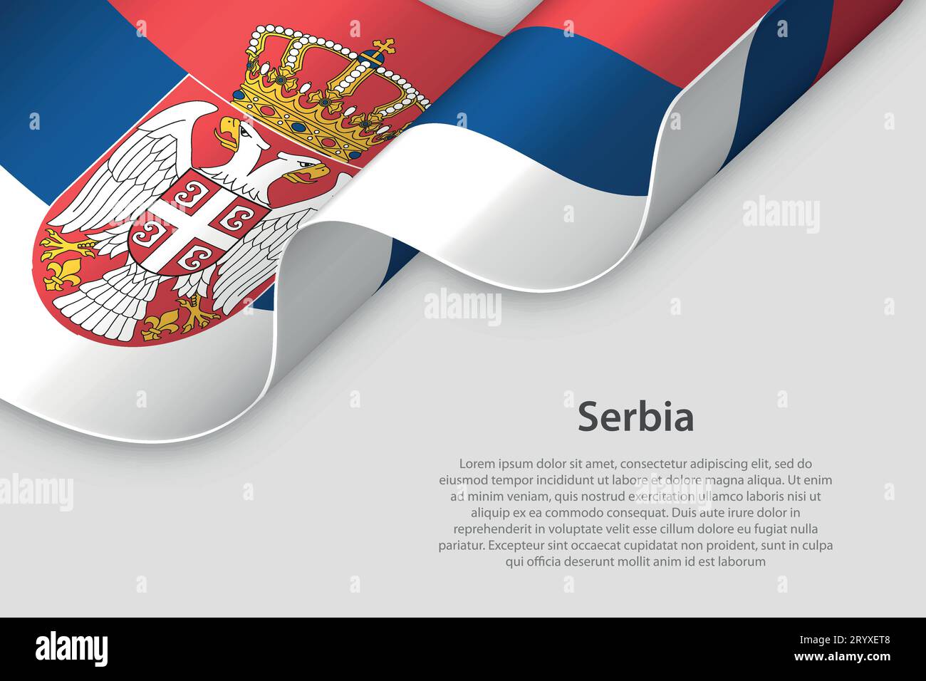 3d ribbon with national flag Serbia isolated on white background with ...