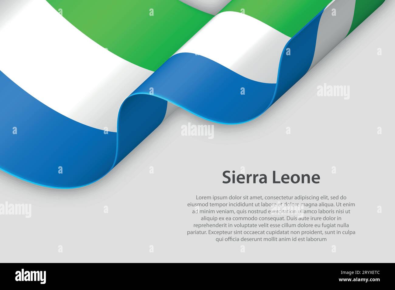 3d ribbon with national flag Sierra Leone isolated on white background ...