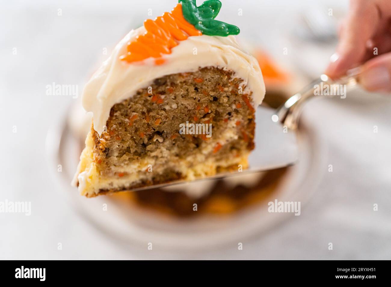 Carrot bundt cake with cream cheese frosting Stock Photo