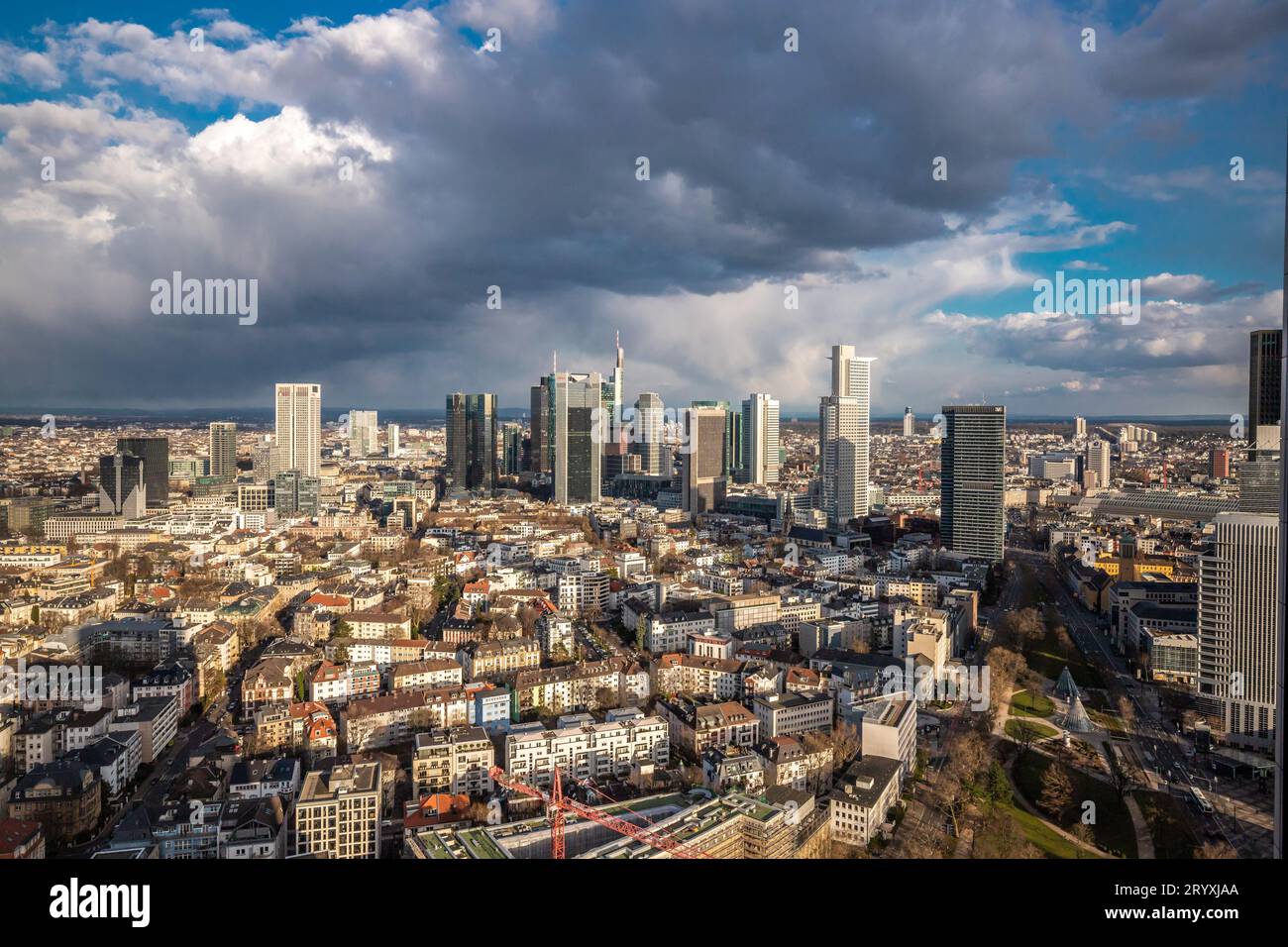 Cityscape Magic: Frankfurt Skyline Bathed in the Setting Sun Stock ...