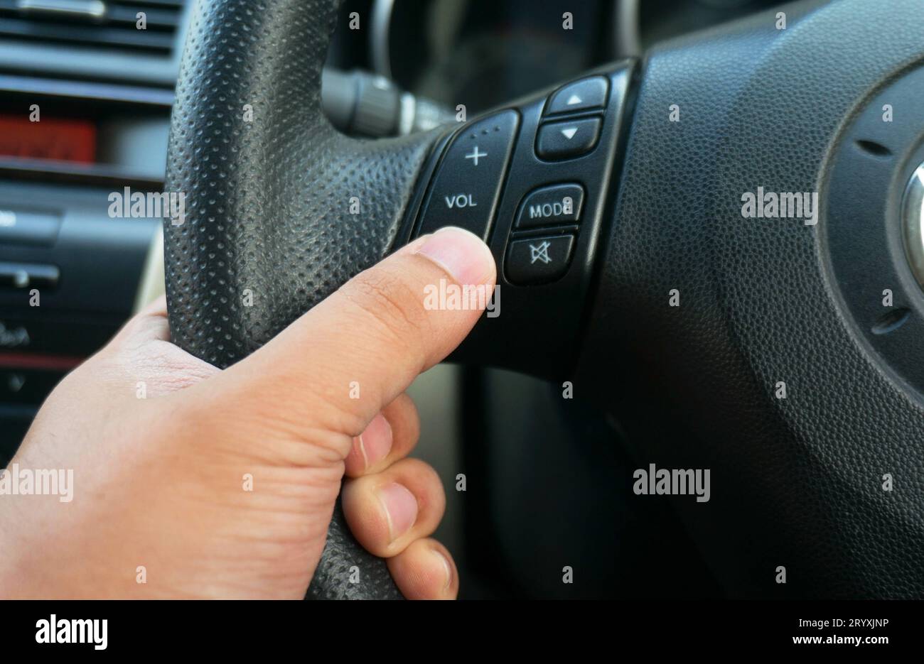 Man driver hand use the turning signal switch Stock Photo Alamy