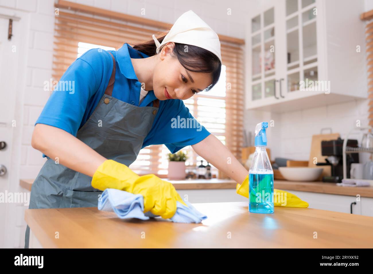 https://c8.alamy.com/comp/2RYXK92/young-woman-cleaning-the-table-in-the-kitchen-housekeeping-and-housekeeping-concept-2RYXK92.jpg