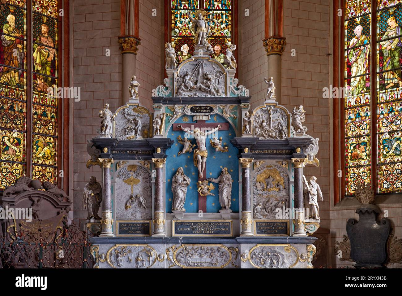 Interior view of the Lutheran Parish Church of St. Marien, Marburg an der Lahn, Germany, Europe Stock Photo