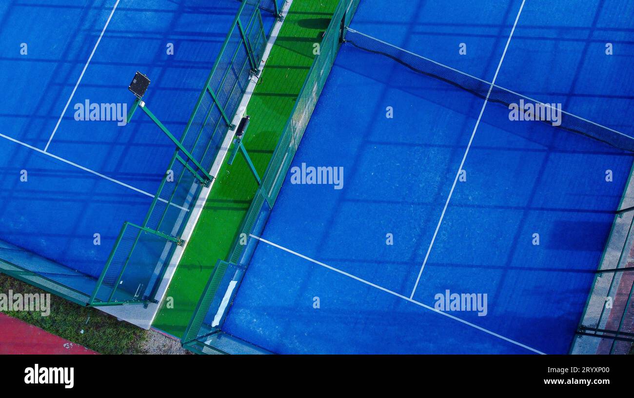 zenithal aerial view of a paddle tennis court Stock Photo