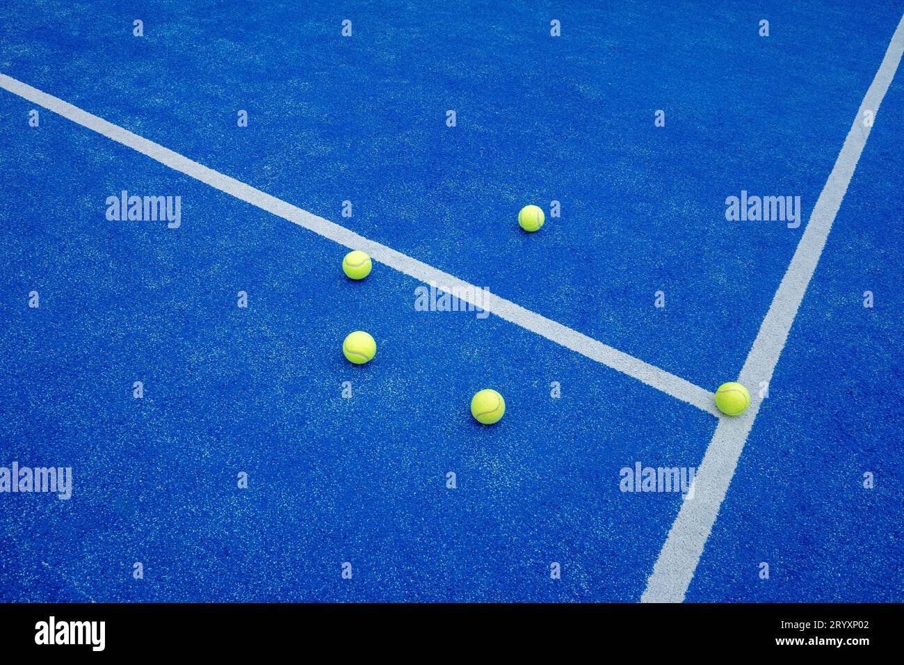 three balls on a paddle tennis court, selective focus, Stock Photo