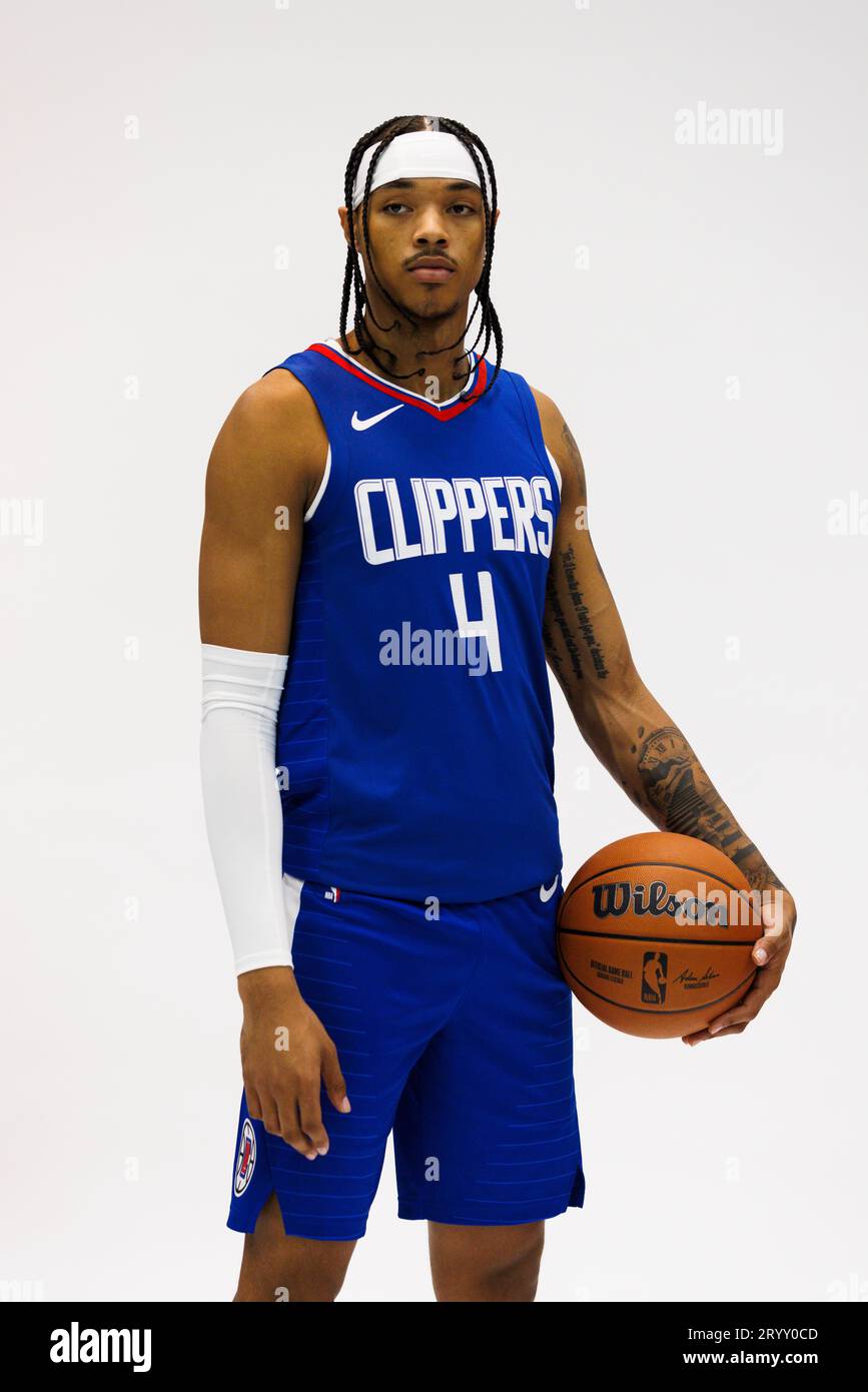 LA Clippers guard Brandon Boston Jr. (4) poses for photos during
