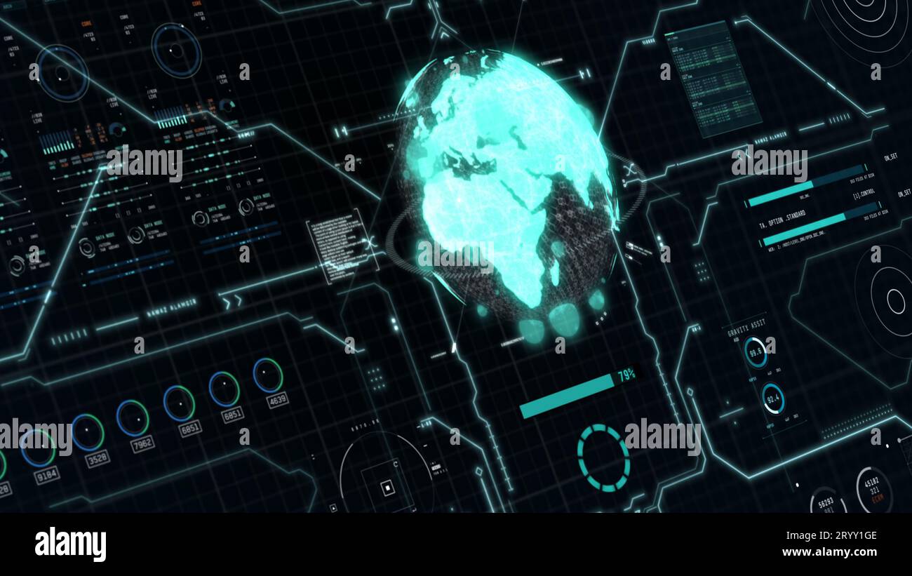 Green blue earth user interface head up display with HUD element and ...