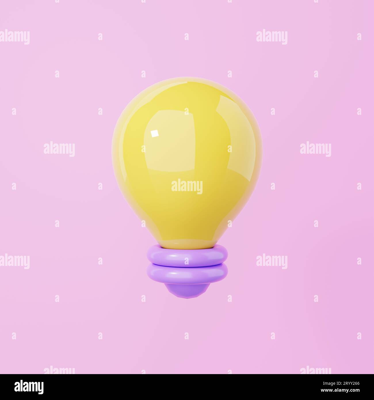 Minimalism light bulb with a blink on pink background. Object and creative idea symbol concept. 3D illustration rendering Stock Photo