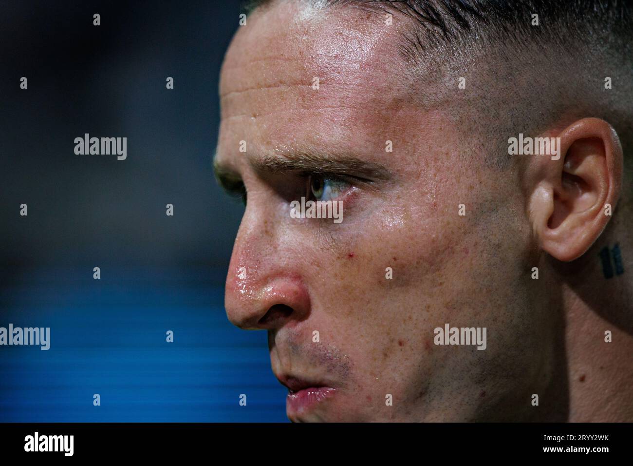 Nuno Santos during Liga Portugal Betclic 23/24 game between SC Farense and Sporting CP at Estadio de Sao Luis, Faro. (Maciej Rogowski) Stock Photo