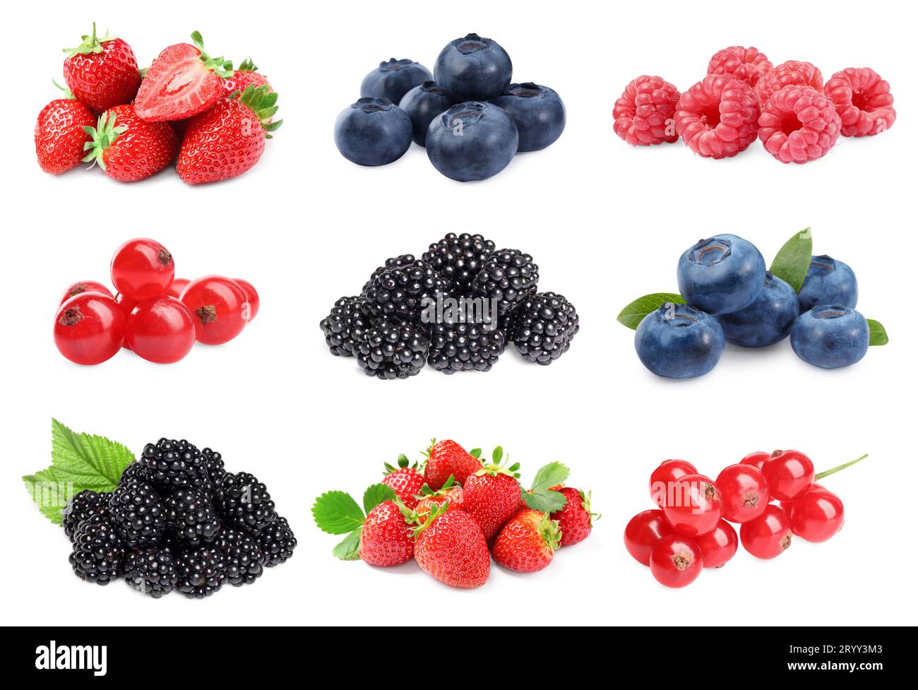 Fresh blueberries and other berries isolated on white, set Stock Photo ...