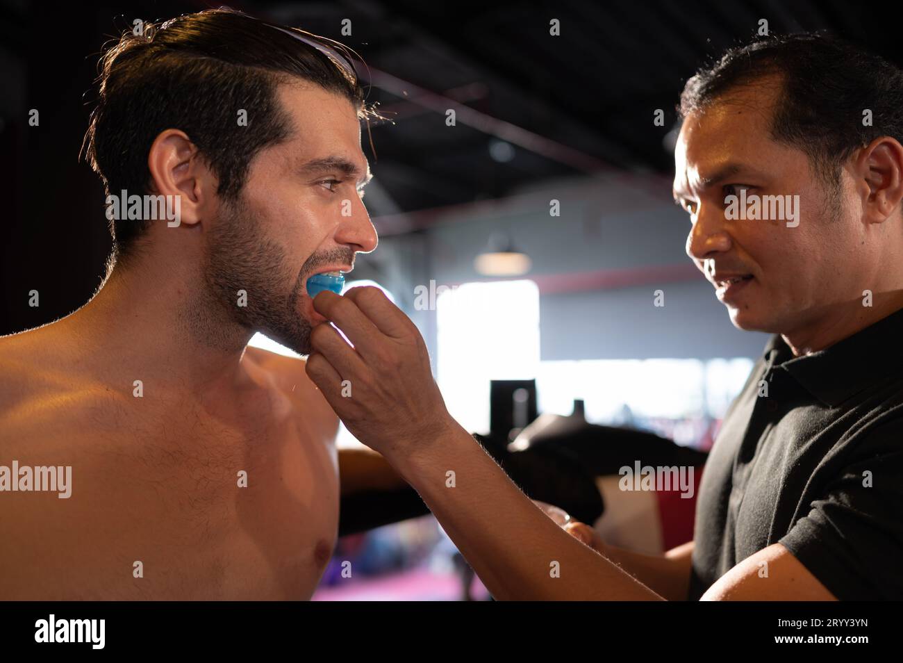 The boxer must wear a tooth collar before the fight to prevent the risk