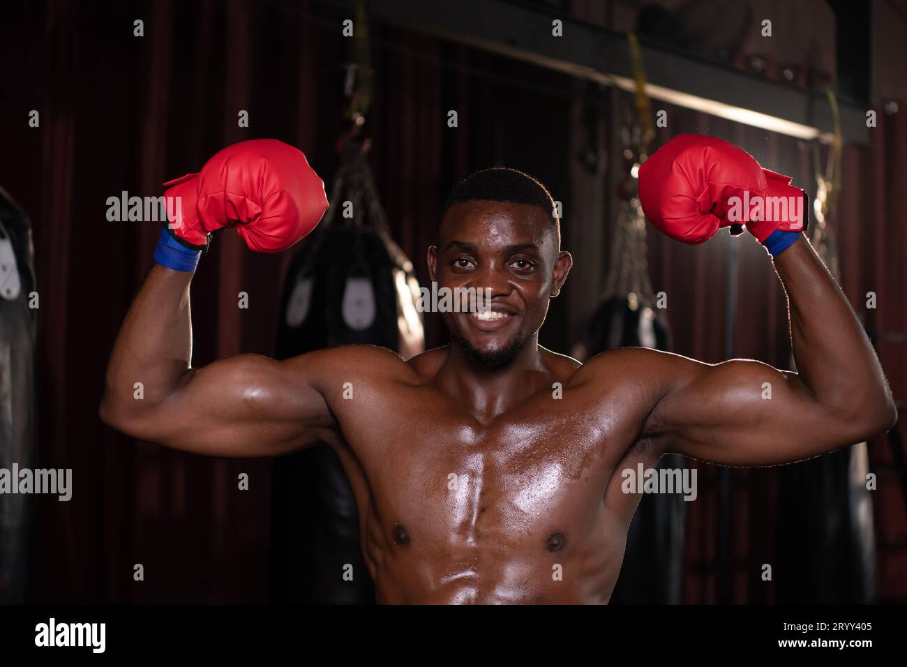 Portrait of foreign boxers vs Muay Thai, Is a Thai martial art of using