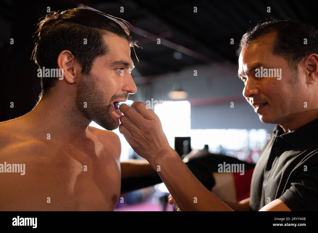 The boxer must wear a tooth collar before the fight to prevent the risk