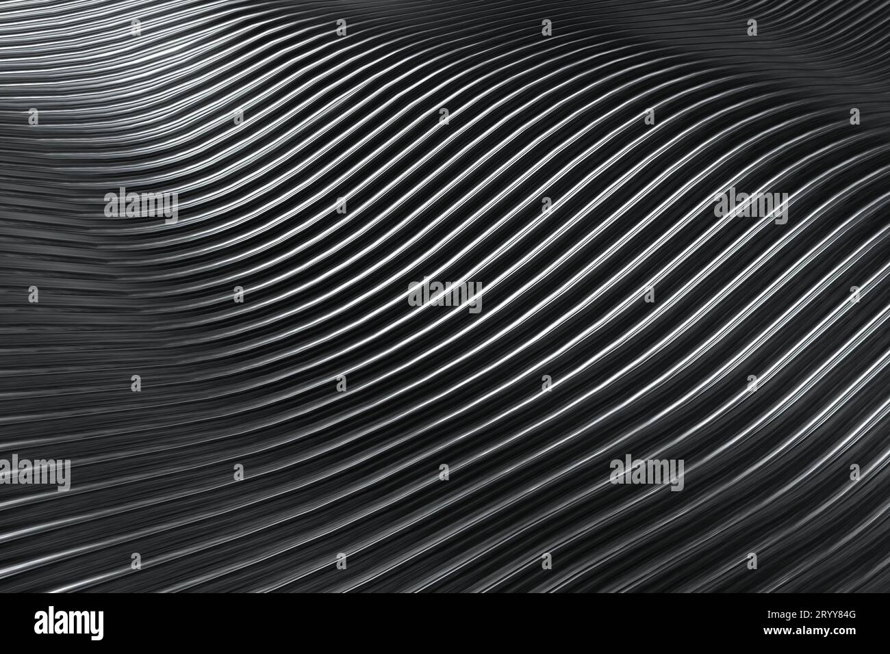 Closeup abstract black silver and white stripe slicing wavy background. Minimalism concept. Graphic design wallpaper and backdro Stock Photo