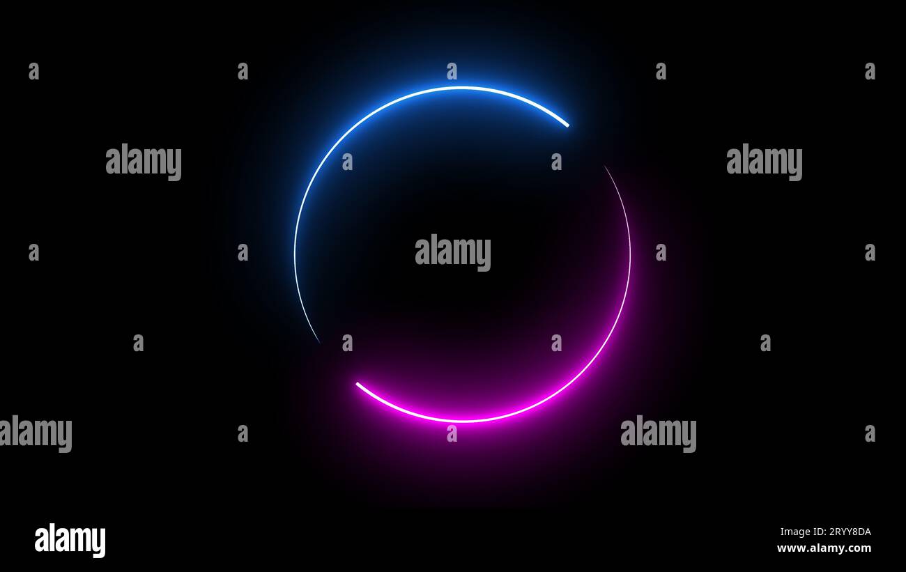 Round circle picture frame with two tone neon color shade motion