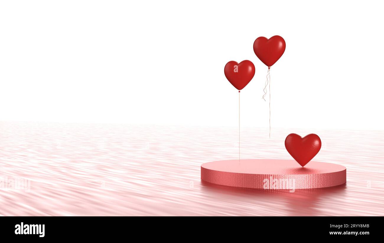 Happy Valentines day concept with red heart shape balloon on product ...