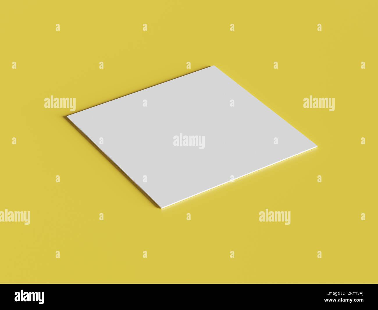 White square shape paper mockup on yellow gold isolated background