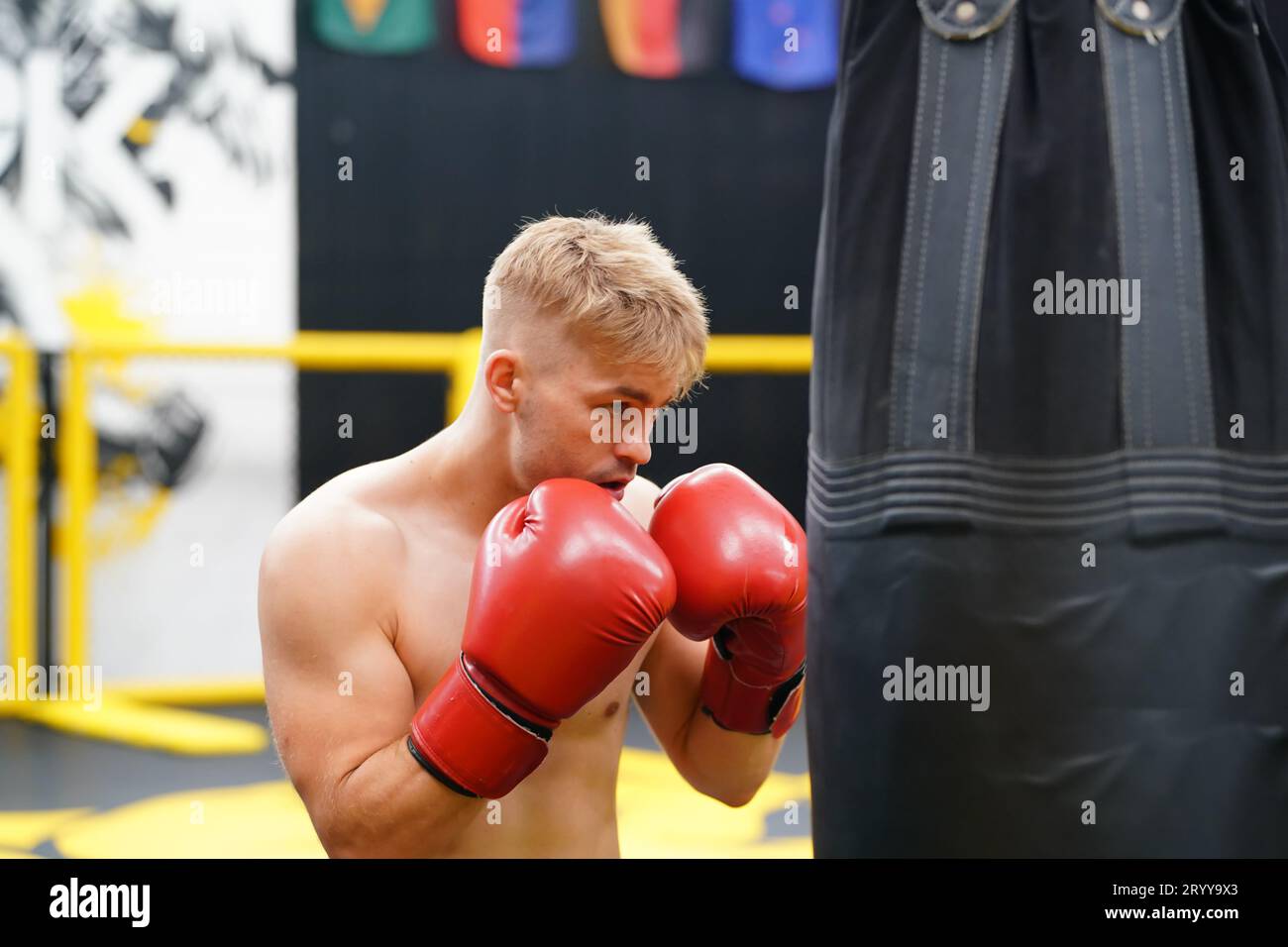 Muay Thai, The martial art of Thailand, Boxer practicing punching with