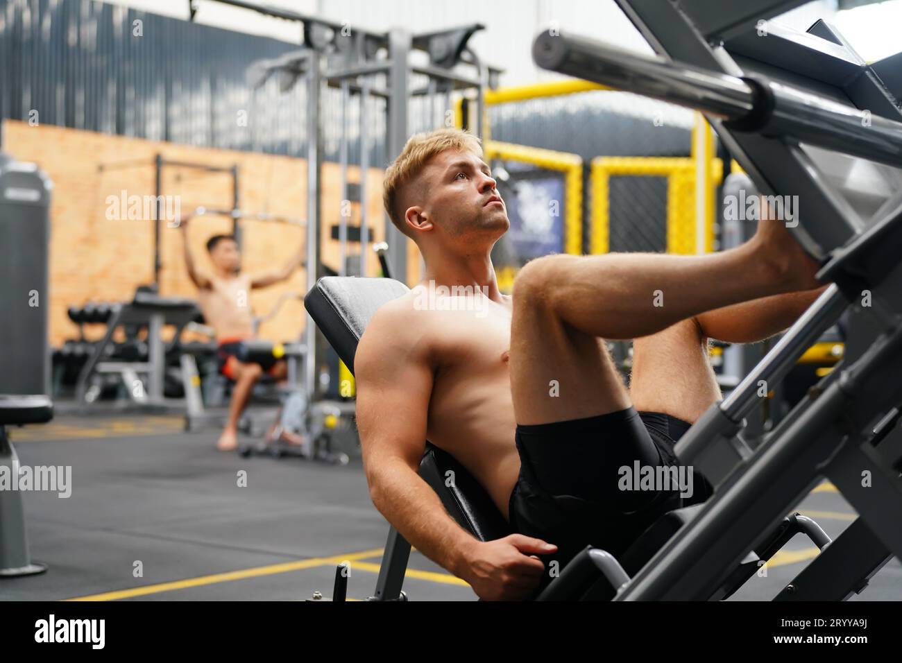 Mixed martial arts fighter going to the gym to build strong muscles To