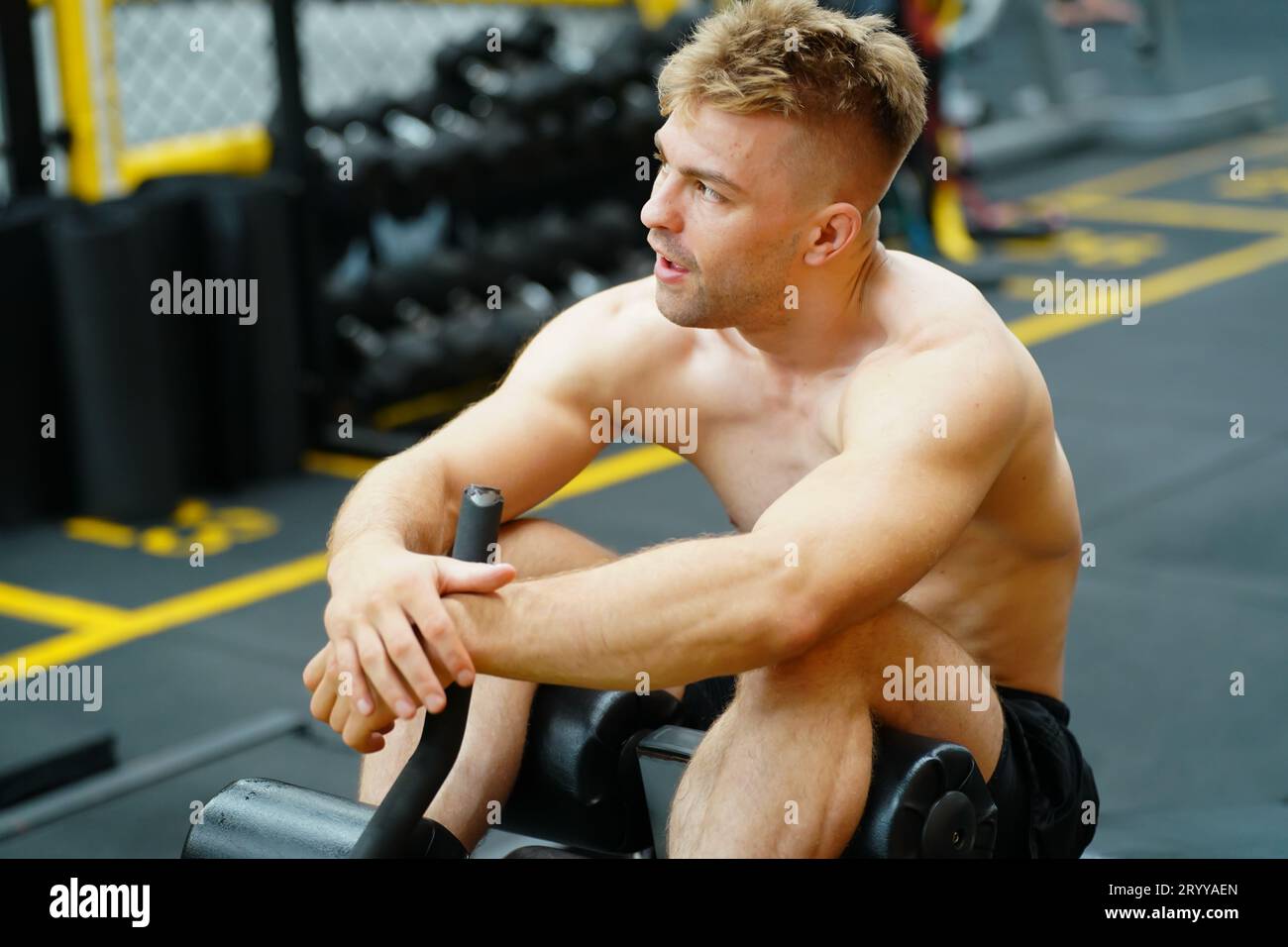 Mixed martial arts fighter going to the gym to build strong muscles To ...