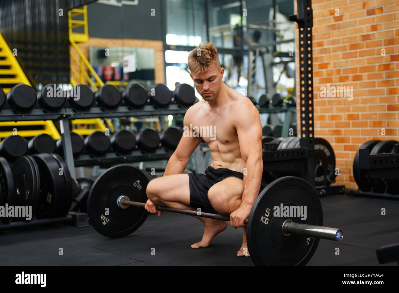 Mixed martial arts fighter going to the gym to build strong muscles To help make the collision more intense and help reduce inju Stock Photo