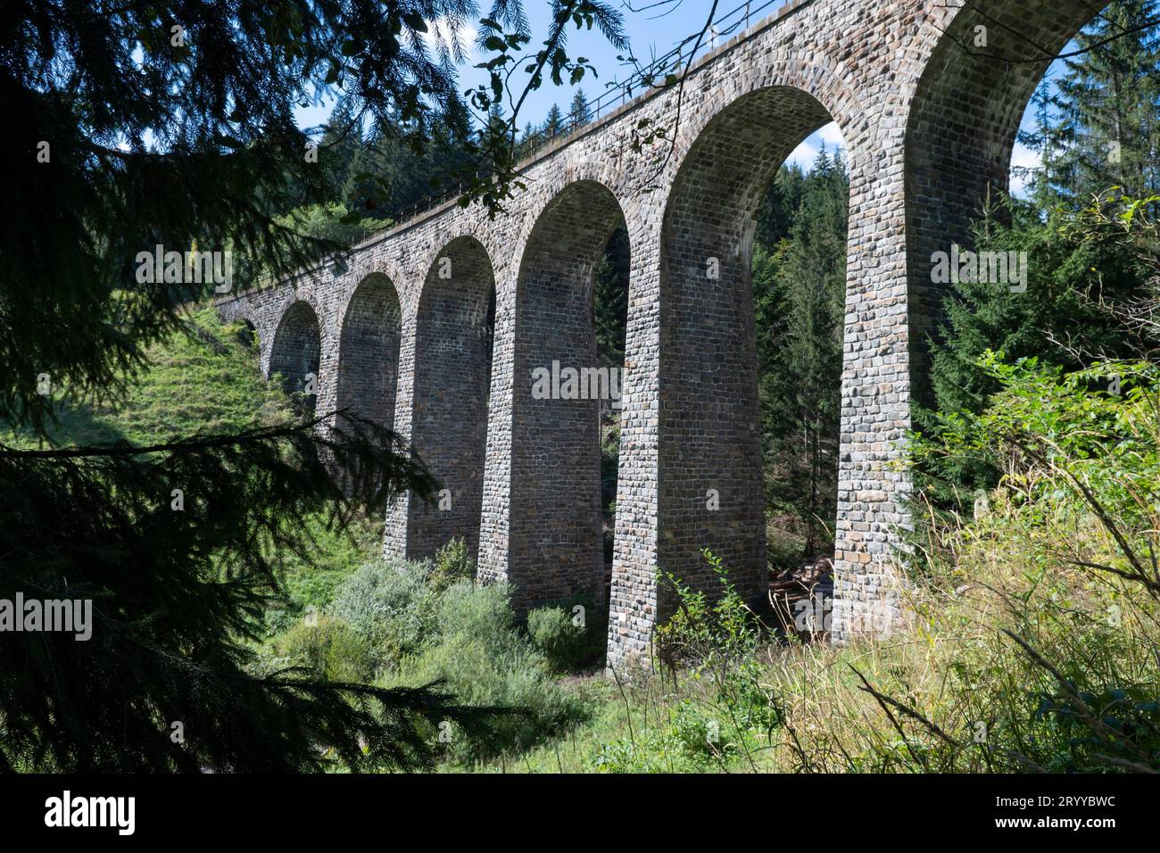 The Chmarossky Viaduct at Telgart village. Technical monument railroad bridge. Slovakia. Stock Photo