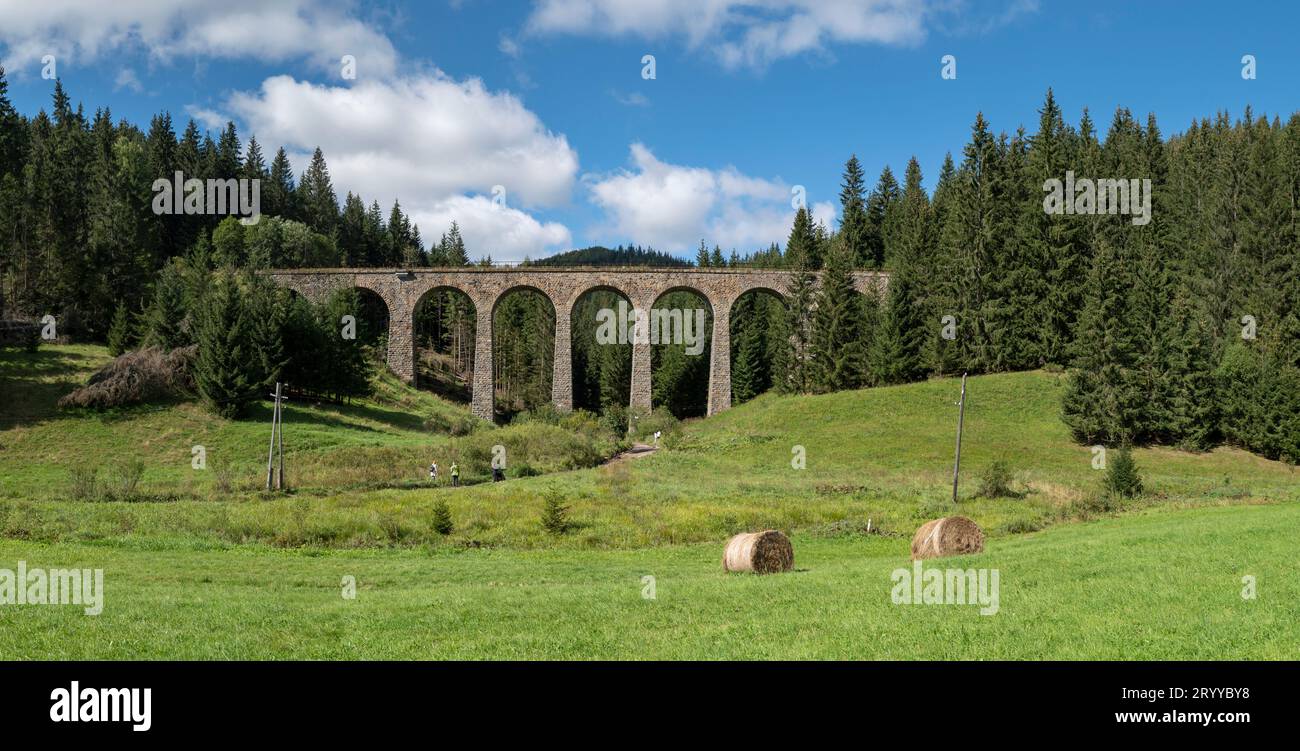 The Chmarossky Viaduct at Telgart village. Technical monument railroad bridge. Slovakia. Stock Photo