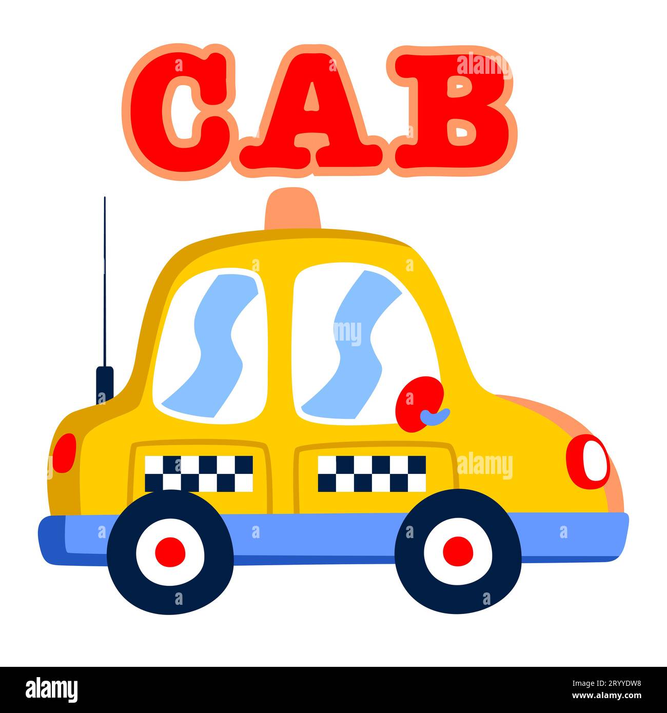 yellow taxi cartoon Stock Vector
