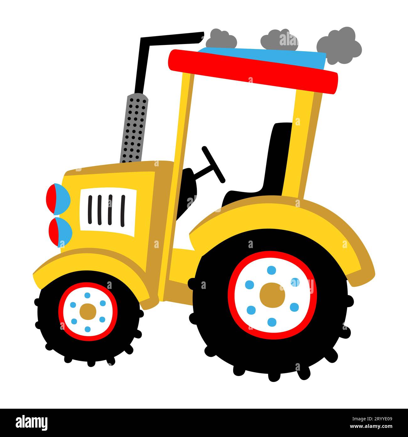 Vector cartoon illustration of yellow tractor Stock Vector Image & Art