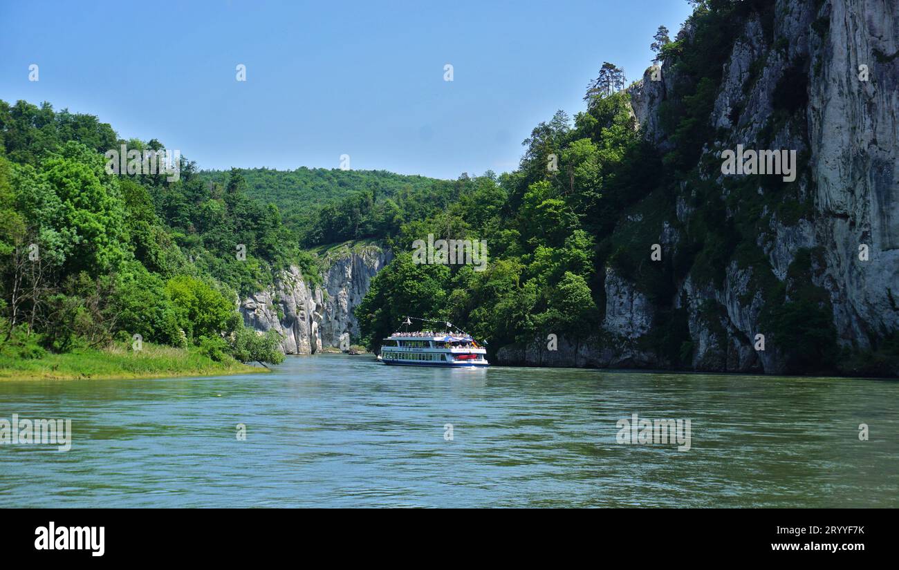 Danube Gorge near Weltenburg in the Lower Bavarian district of Kelheim, Bavaria, Germany; Stock Photo