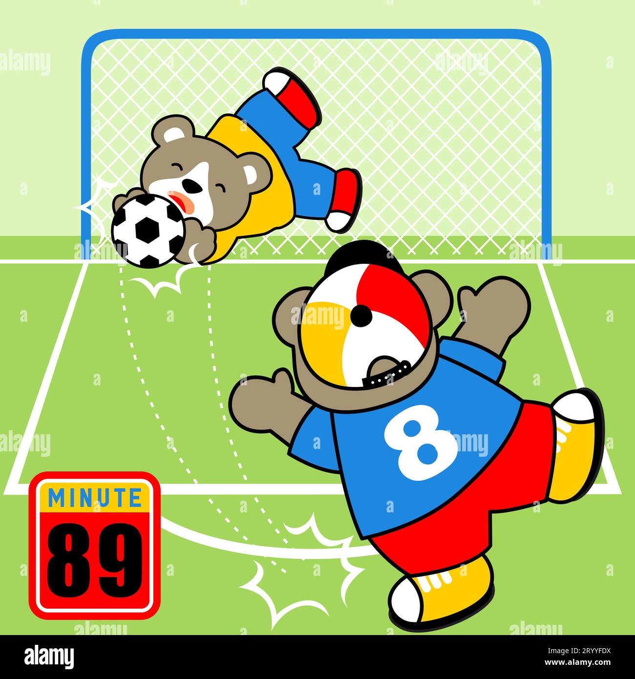 little bears cartoon playing soccer Stock Vector