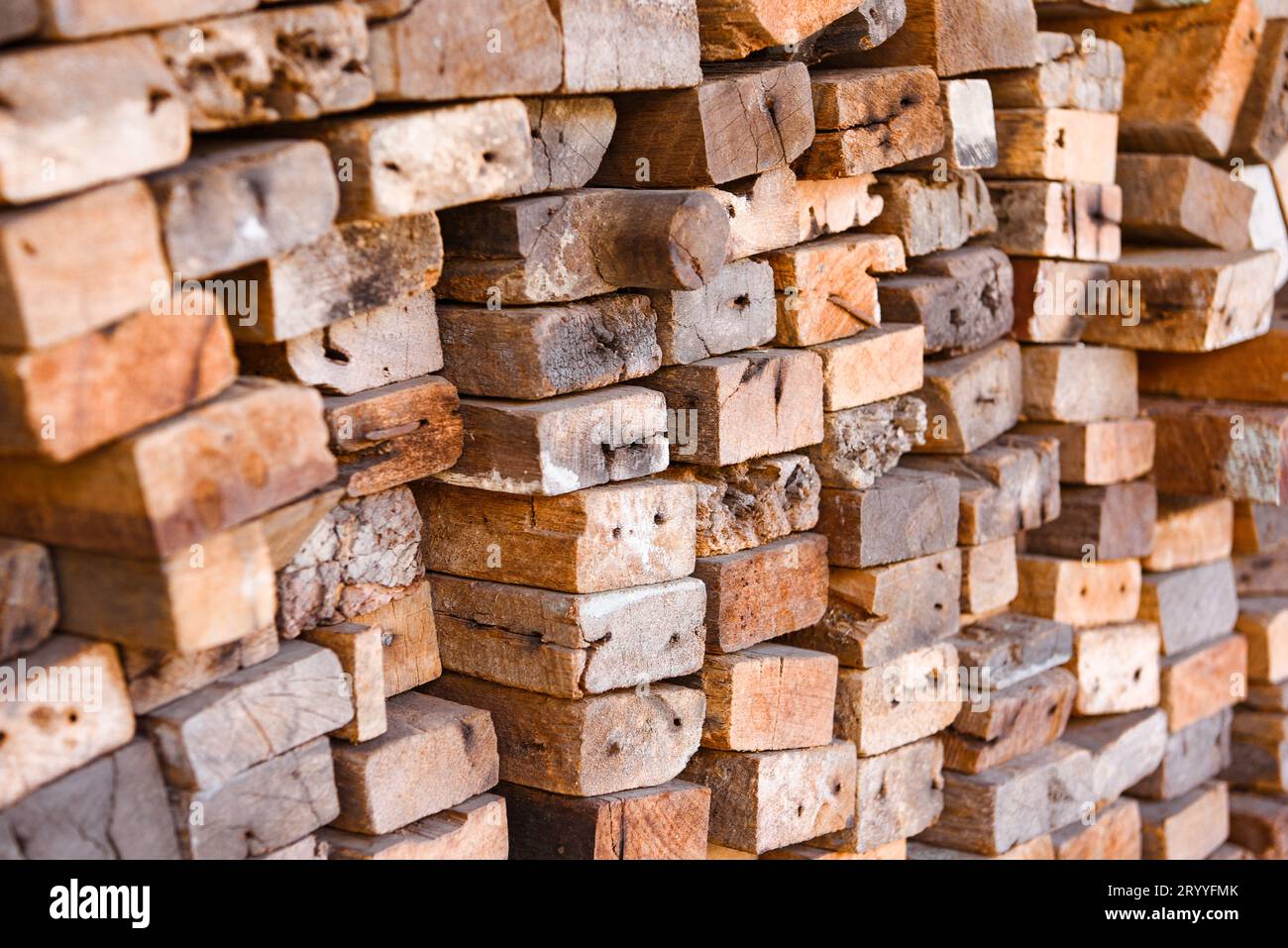 Lumber mill with full of cutting woods warehouse. Factory and