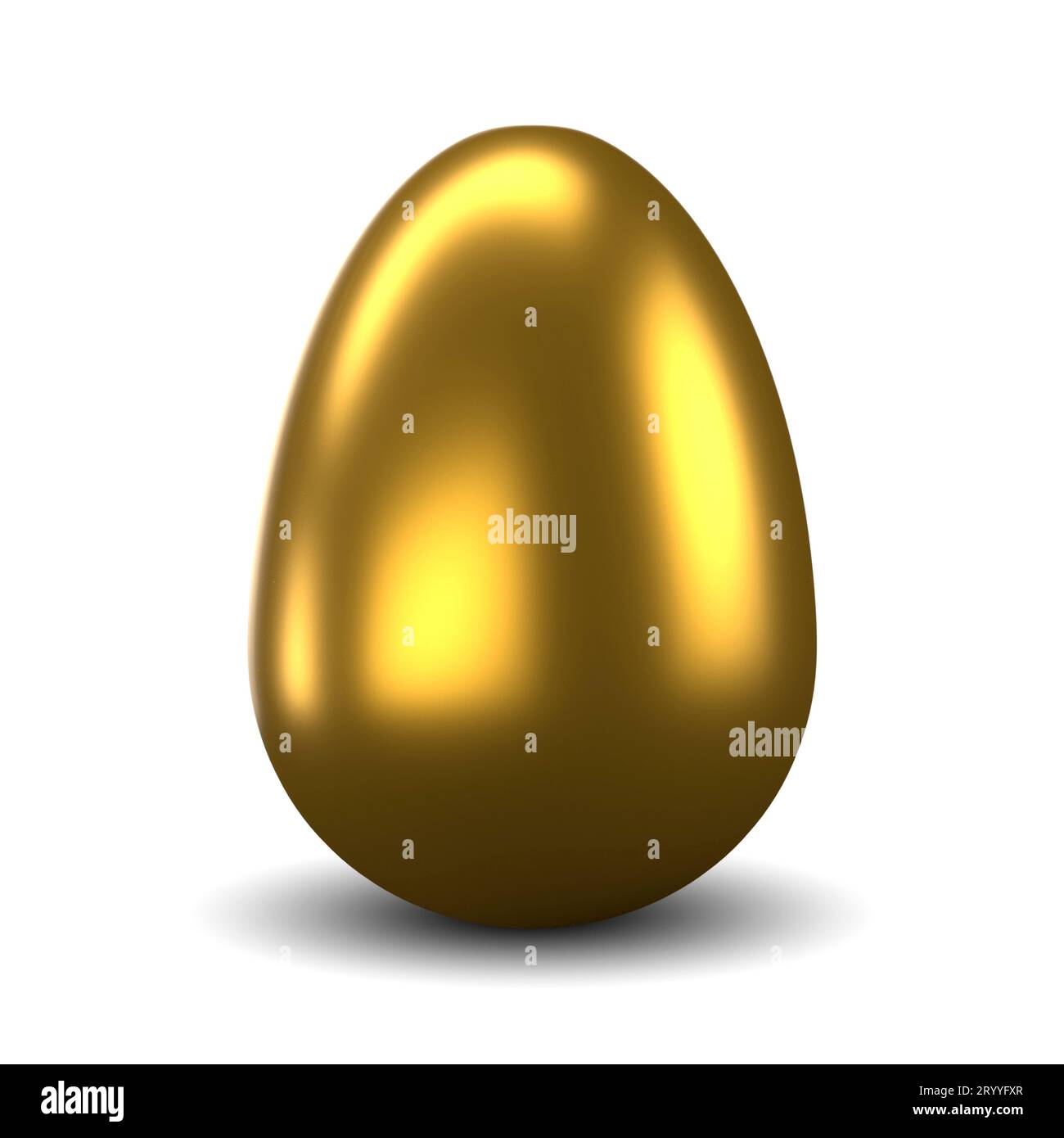 Gold Easter egg on isolated white background. Holiday and festival concept. 3D illustration. Clipping path use Stock Photo