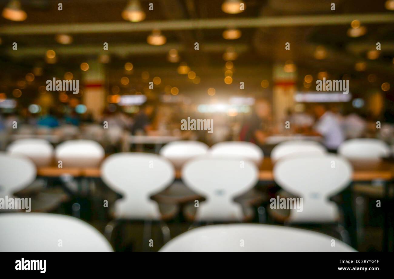 Blurry background of luxury restaurant. Abstract and background concept. Cafe and Canteen theme. Stock Photo
