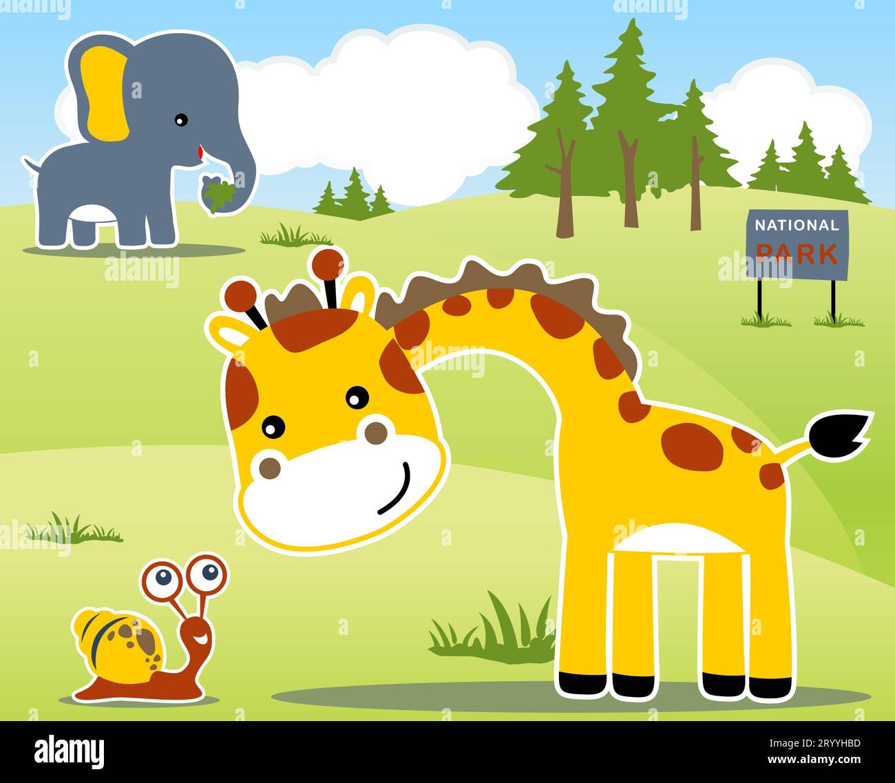 Funny animals cartoon in the zoo, vector cartoon illustration Stock Vector