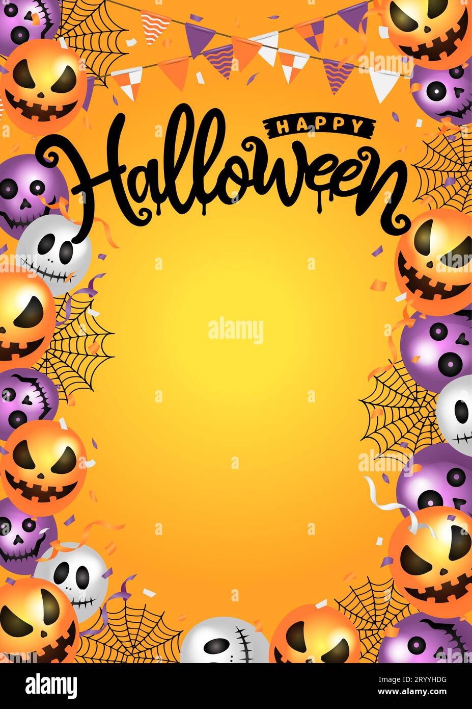 Halloween poster template illustration with balloon motif (A4 size portrait) Stock Vector