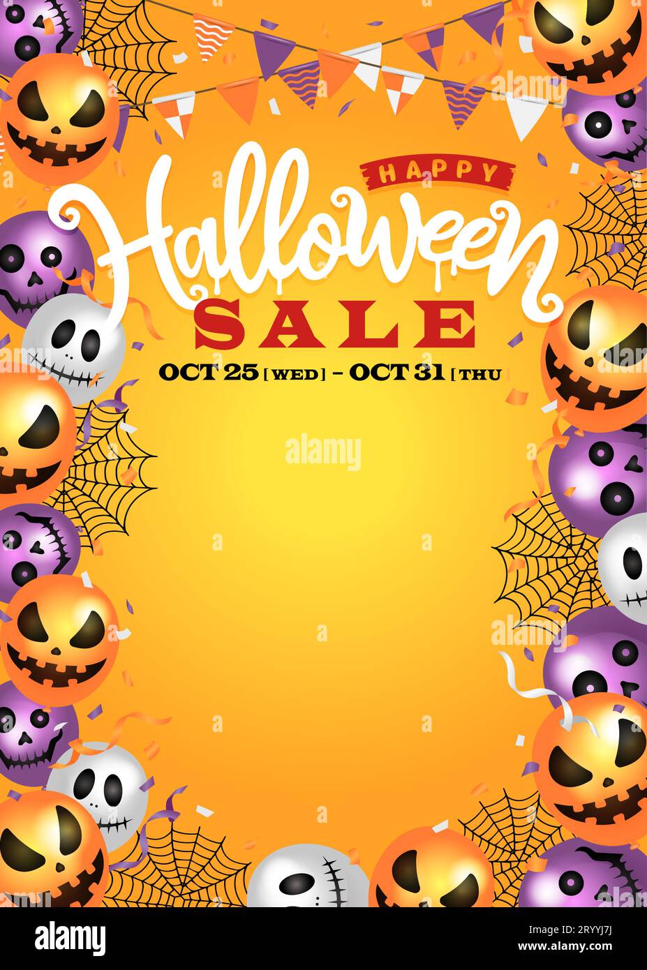 Halloween sale poster template illustration with balloon motif (A4 size
