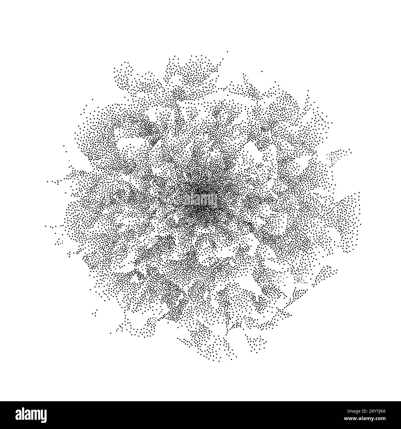 Black dotted rose flower form. Textured plant peony element for leaflet, banner, poster, booklet