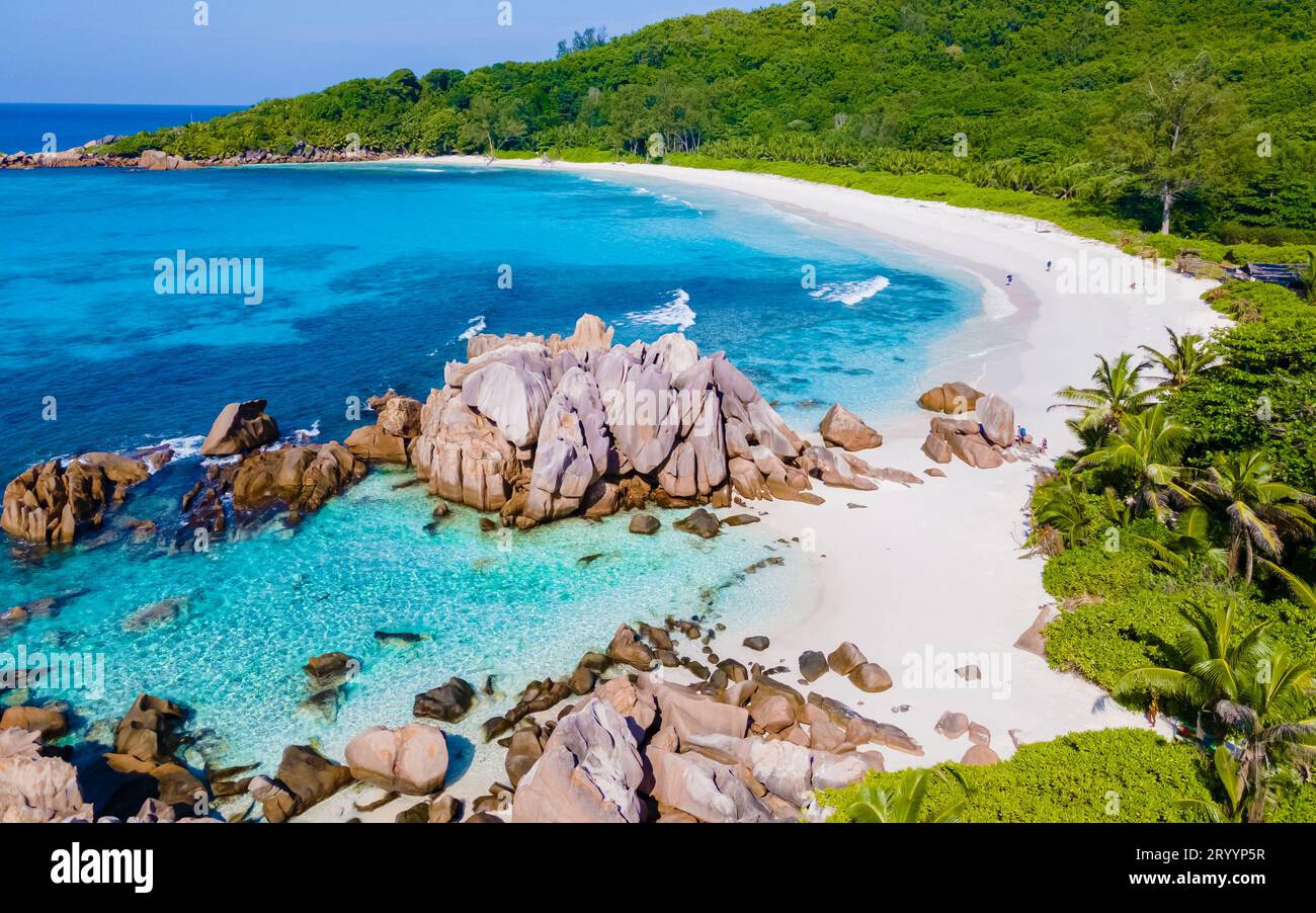 Anse Cocos La Digue Seychelles, a tropical beach during vacation Stock — free download