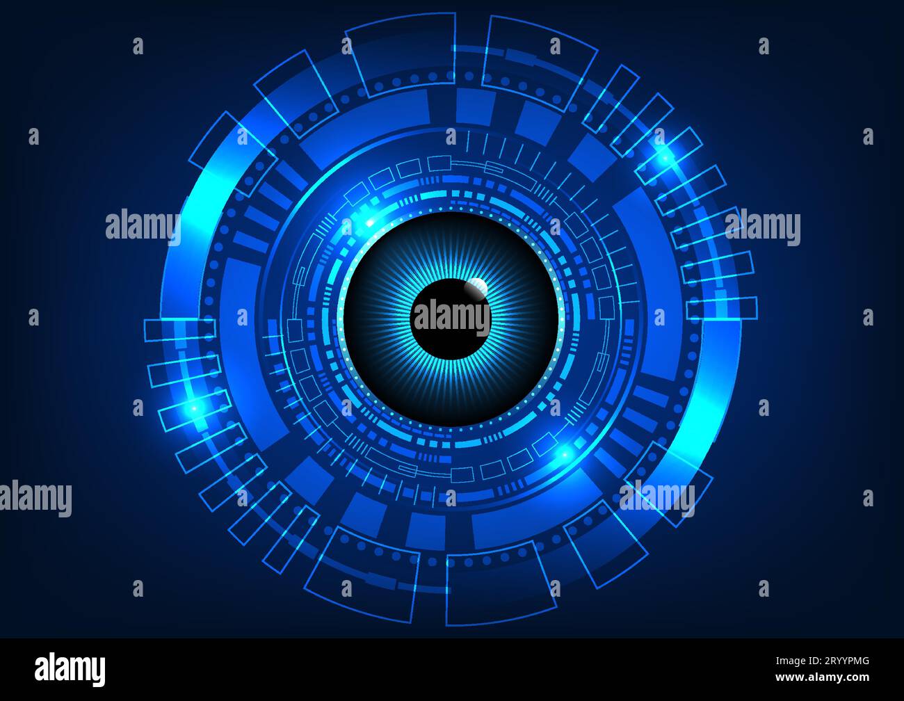 Technology eye with technology circle The concept of searching for