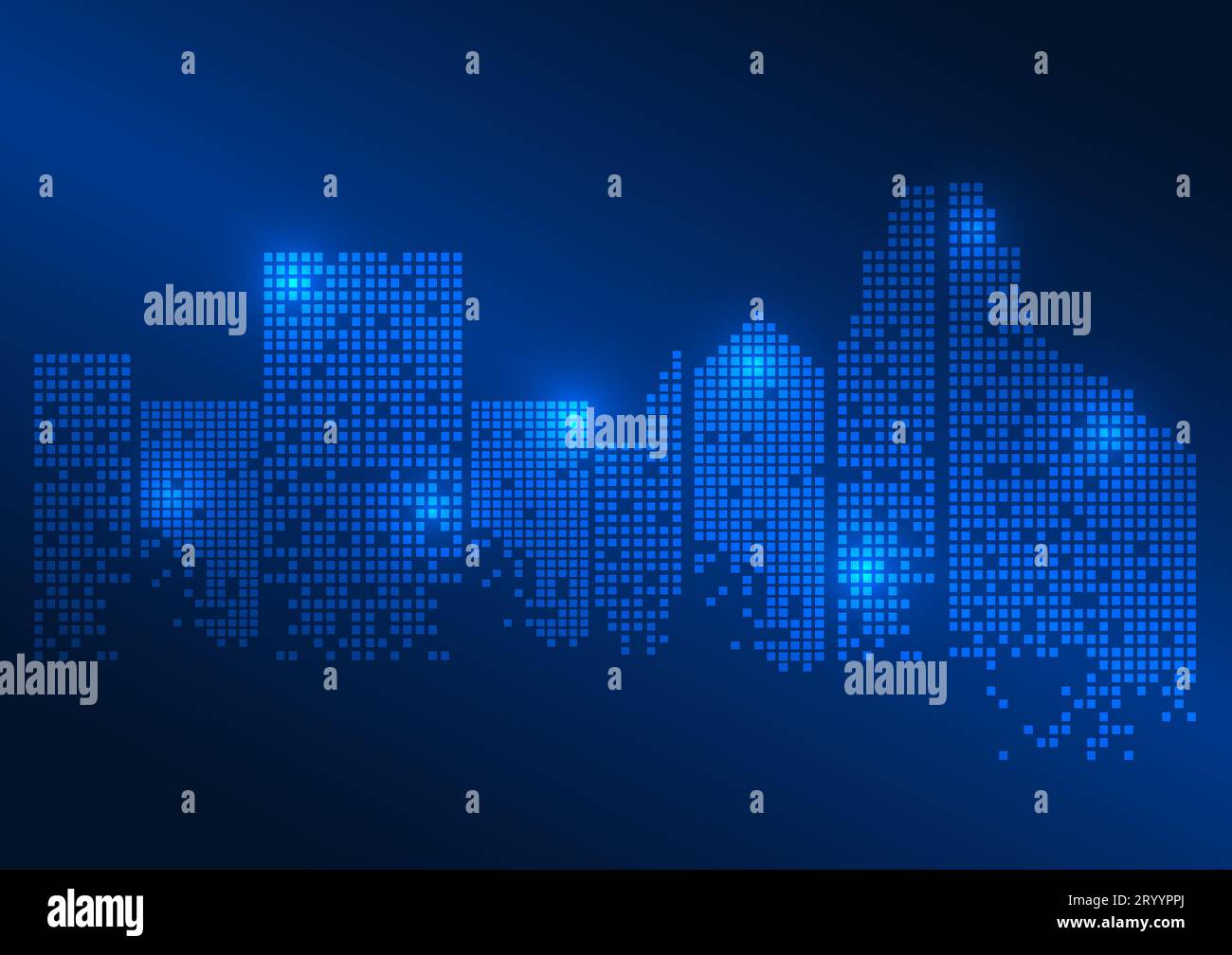 Smart city background It's an unmanned smart city pixel concept city. with a system to connect people in the city through a network system and made bu Stock Vector