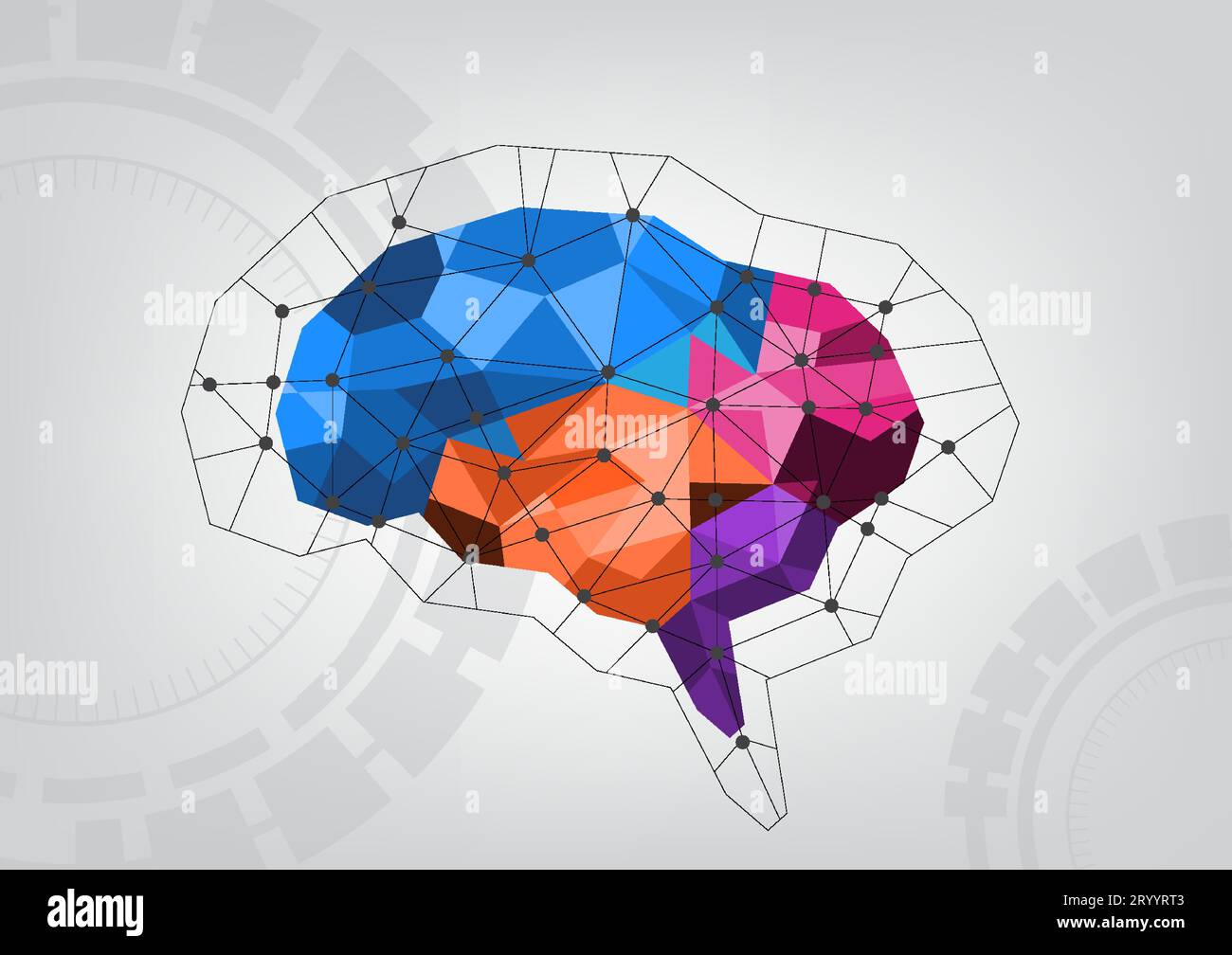Brain technology background It is an intelligent computer technology that acts to process and command just like the human brain is a modern innovation Stock Vector