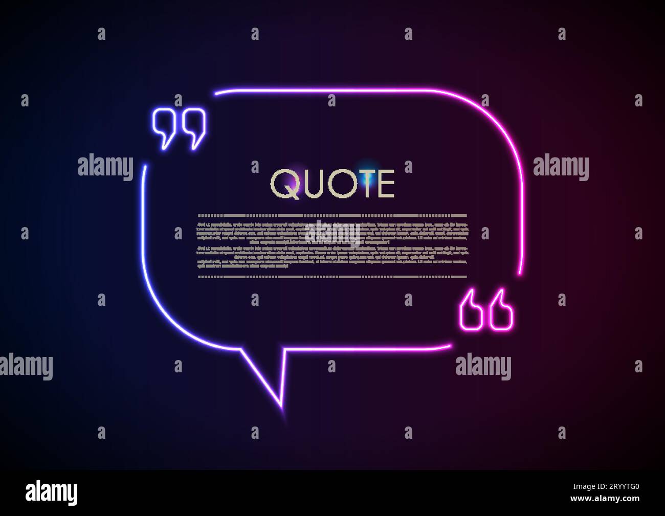 Quote speech bubble abstract laser neon frame background. Vector design Stock Vector
