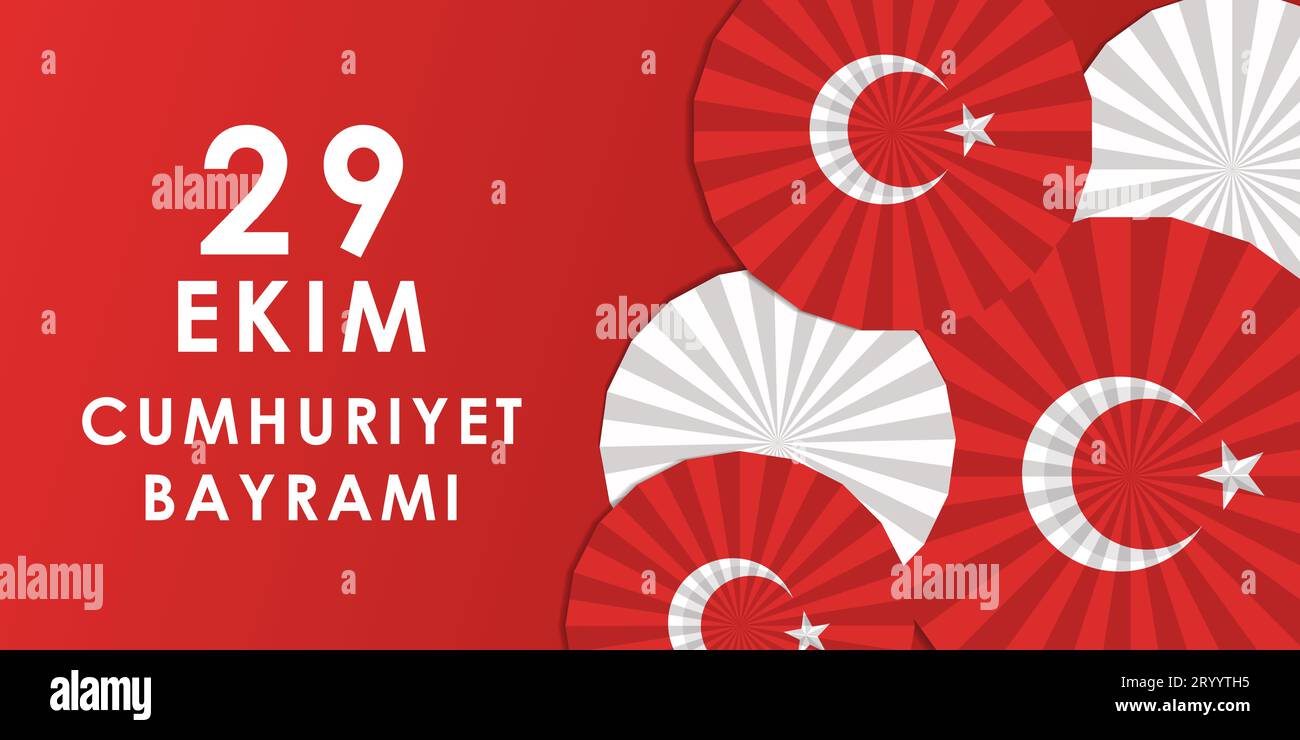 29 Ekim, Republic Day of Turkey horizontal banner illustration vector design Stock Vector