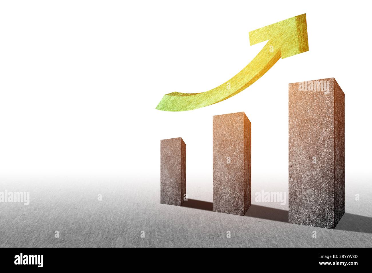 Realistic perspective rising up bar chart. Trend graph for financial ...