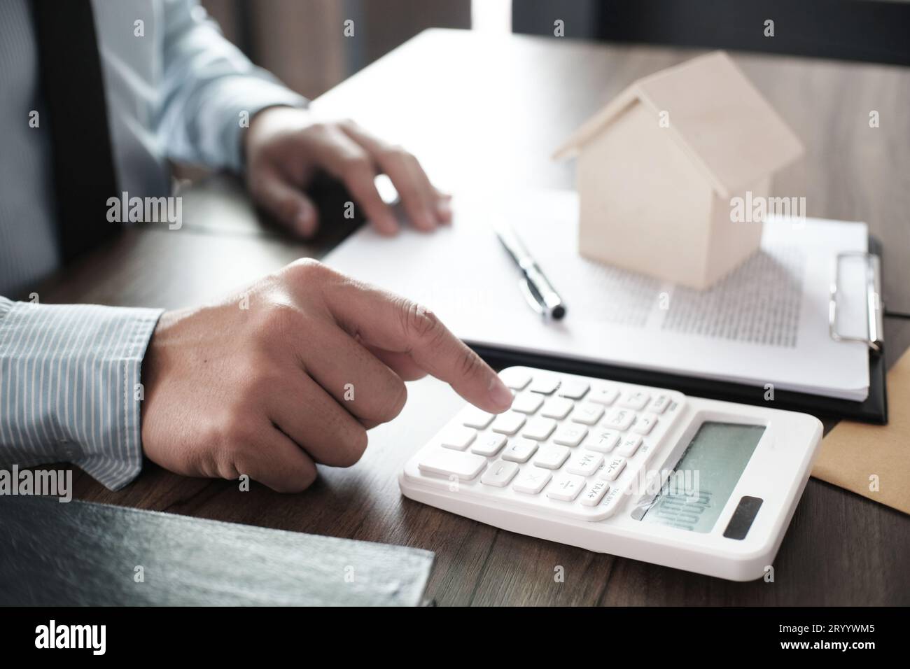 Real estate auction bid property sale judgment with Gavel wooden. Stock Photo